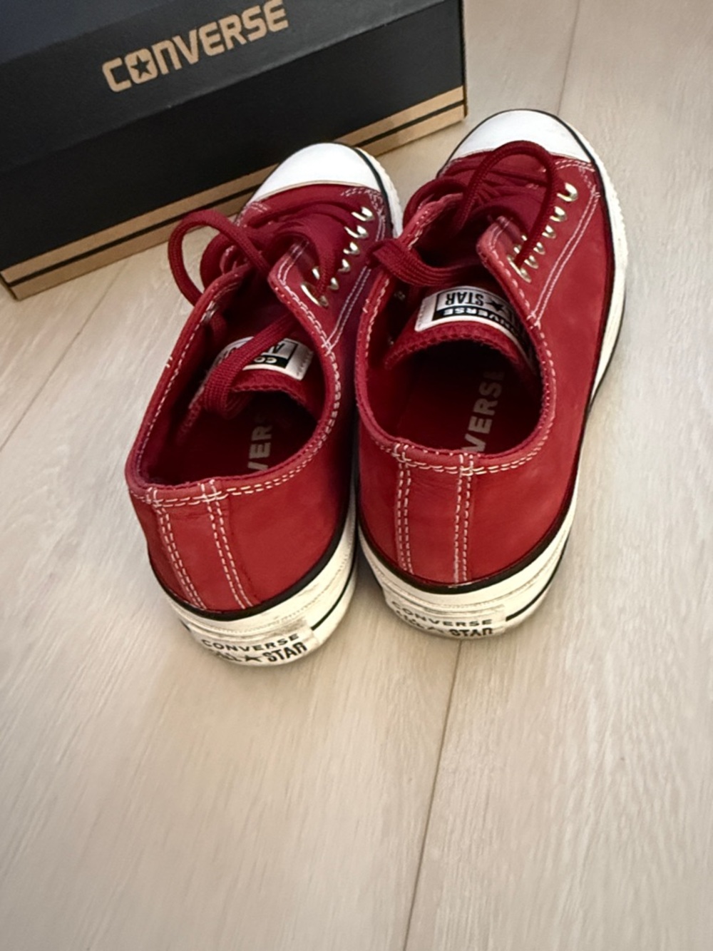 Converse Maroon Low-Top Platformed Canvas Sneakers - Picture 11 of 12